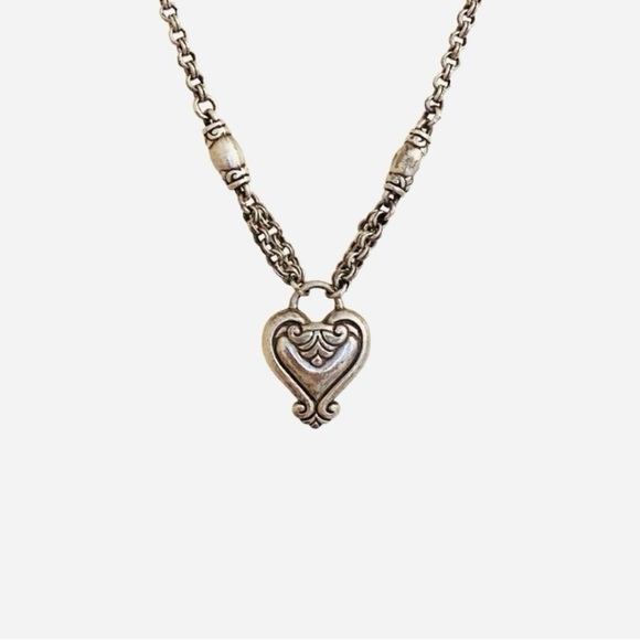Vintage Brighton Silver-Tone Chain Blair Heart  Shape Pendant Necklace - Picture 2 of 6